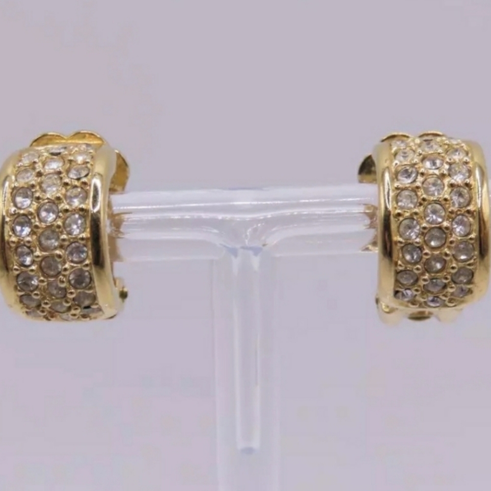 Dior Vintage Gold Tone Crystal Clip- On Earrings... - Picture 4 of 6